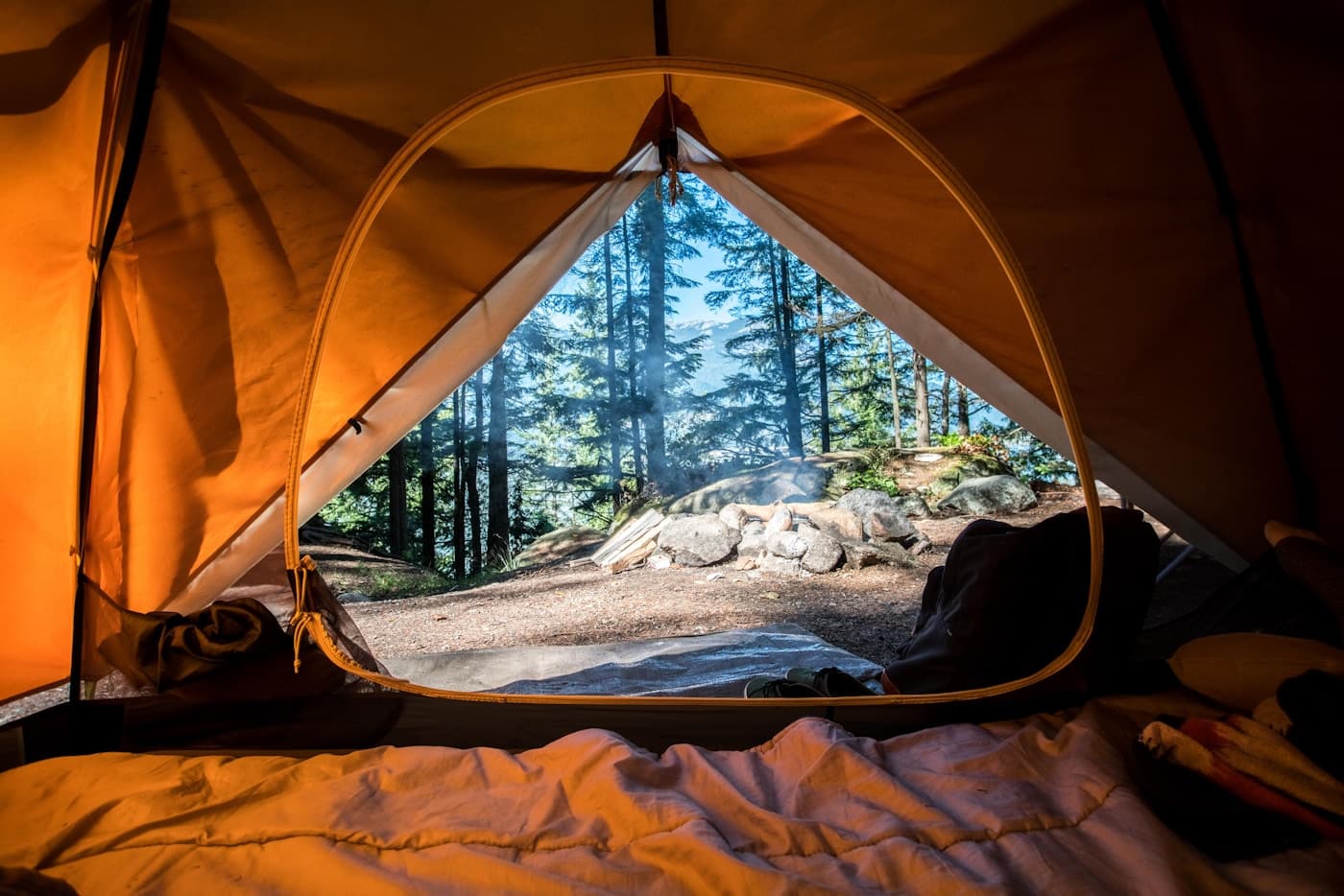 Morning inside a tent