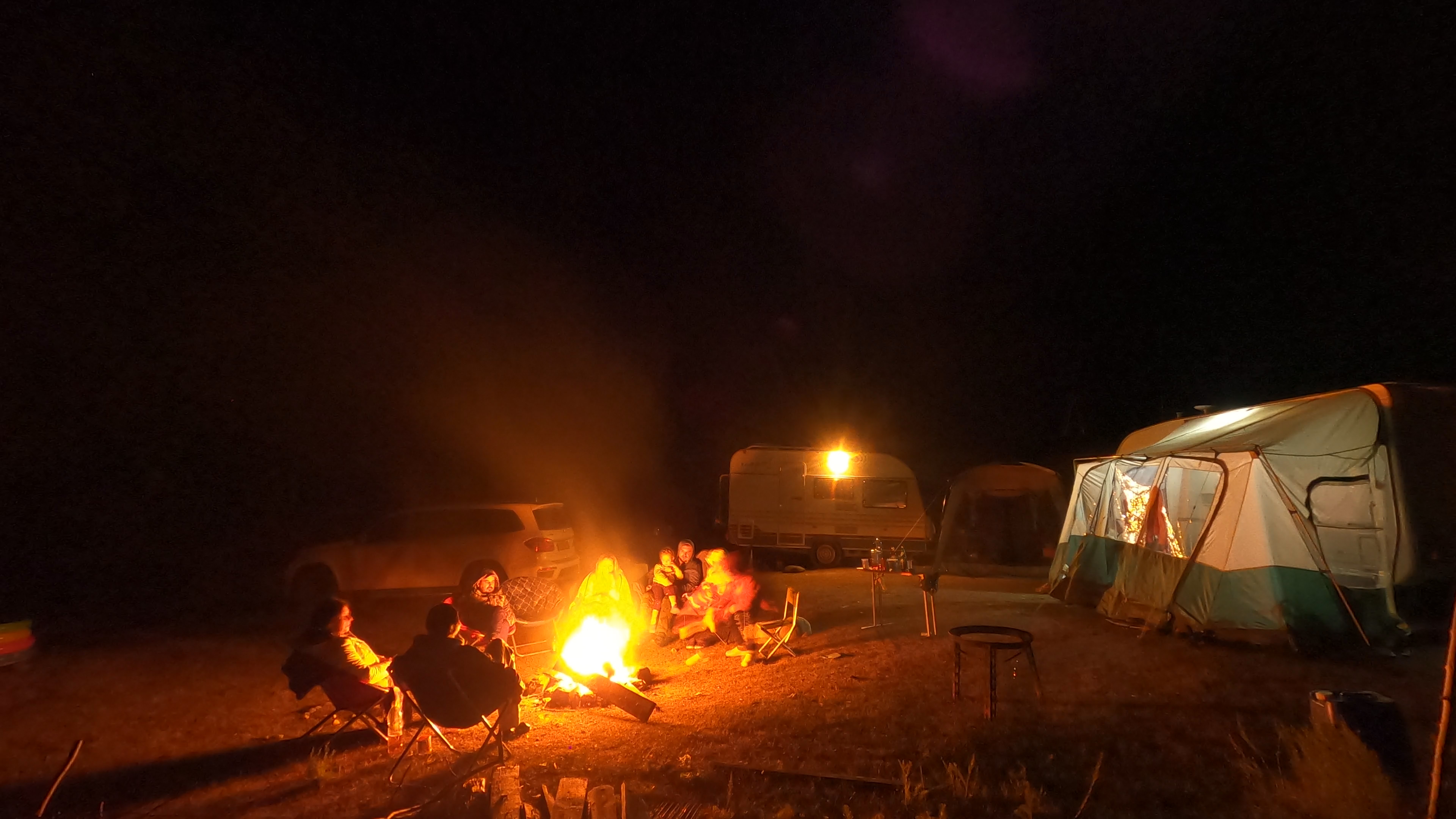 A tent at a forest campsite